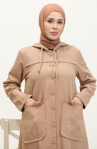 Gabardine Fabric Hooded Cape 24k10000-04 Milky Coffee 24K10000-04