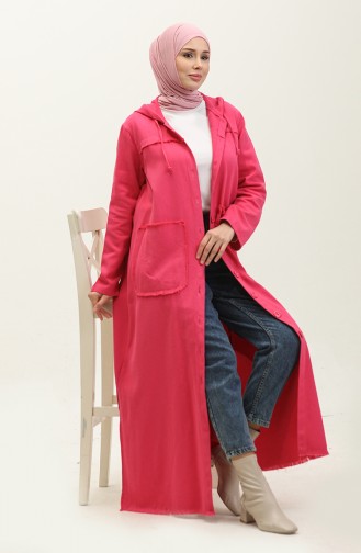 Gabardine Fabric Hooded Cape 24K10000-05 Fuchsia 24K10000-05