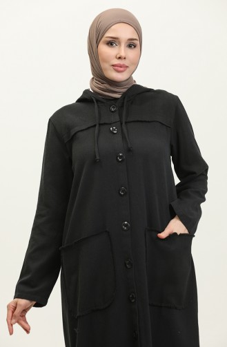 Gabardine Fabric Hooded Cape 24k10000-06 Black 24K10000-06