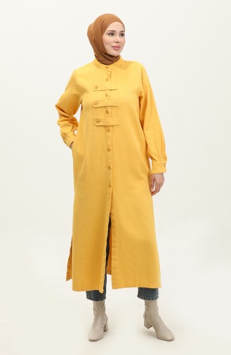 Gabardine Fabric Button Cape 24K2023-02 Yellow 24K2023-02