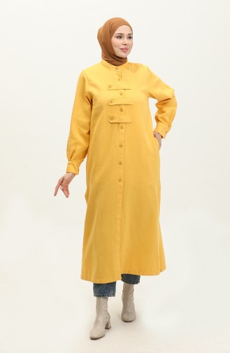 Gabardine Fabric Button Cape 24K2023-02 Yellow 24K2023-02