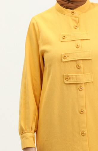 Gabardine Fabric Button Cape 24K2023-02 Yellow 24K2023-02