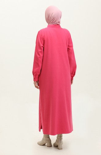 Gabardine Fabric Buttoned Cape 24k2023-06 Fuchsia 24K2023-06