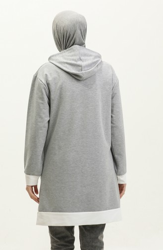 Kapüşonlu Sweatshirt 23069-02 Gri