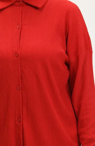 Burgu Ensemble Deux Pièces Tunique Pantalon En Tissu 20031-02 Rouge Claret 20031-02
