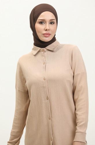 Twist Fabric Two Piece Suit 20031-03 Beige 20031-03