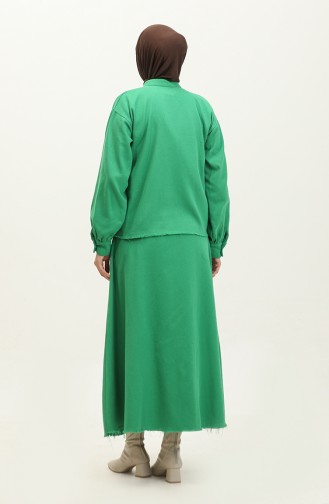 Ensemble Deux Pièces Veste Et Jupe En Tissu Gabardine 24K9099-05 Vert 24K9099-05