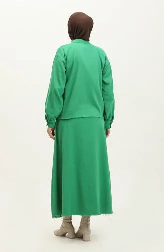Ensemble Deux Pièces Veste Et Jupe En Tissu Gabardine 24K9099-05 Vert 24K9099-05