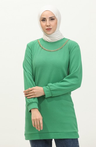 Gedraaide Stoffen Ketting Gedetailleerde Tuniek 20032-05 Groen 20032-05