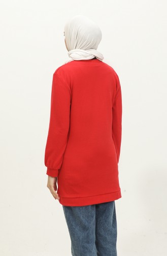 Gedraaide Stoffen Ketting Gedetailleerde Tuniek 20032-07 Rood 20032-07