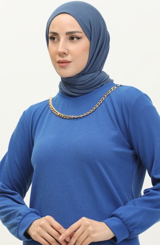 Gedraaide Stoffen Ketting Gedetailleerde Tuniek 20032-11 Saks 20032-11