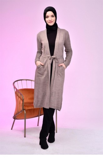Cardigan Hijab Pour Femmes Tricot Long Cardigan Pour Mère Marron 8069Abaya 542