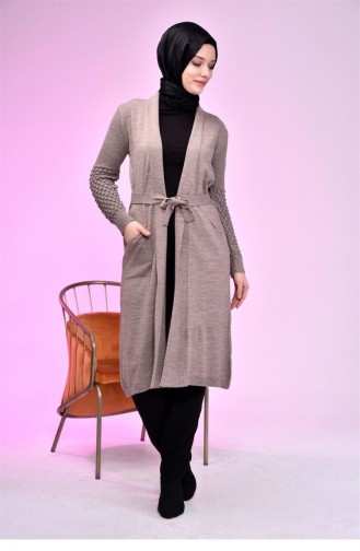 Cardigan Hijab Pour Femmes Tricot Long Cardigan Pour Mère Marron 8069Abaya 542