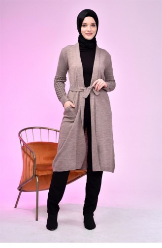 Cardigan Hijab Pour Femmes Tricot Long Cardigan Pour Mère Marron 8069Abaya 542