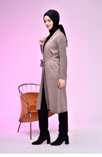 Cardigan Hijab Pour Femmes Tricot Long Cardigan Pour Mère Marron 8069Abaya 542