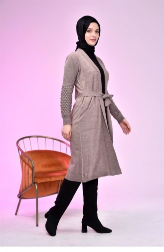 Cardigan Hijab Pour Femmes Tricot Long Cardigan Pour Mère Marron 8069Abaya 542