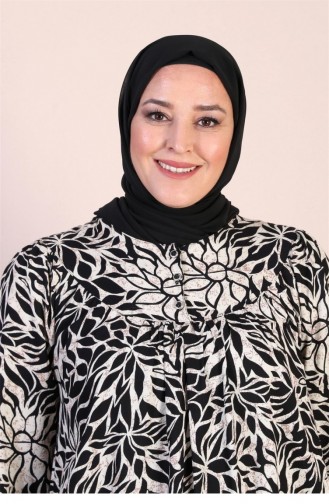 Kadın Uzun Buyuk Beden Anne Elbise Yazlik Tesettur Giyim 8226 Siyah
