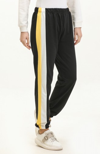 Joggingbroek Met Elastische Taille 23097-05 Zwart Ecru 23097-05