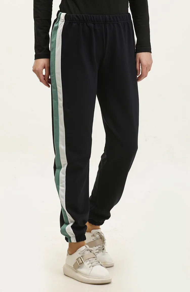 Pantalon De Jogging Taille Elastique 23097-07 Vert Ecru 23097-07