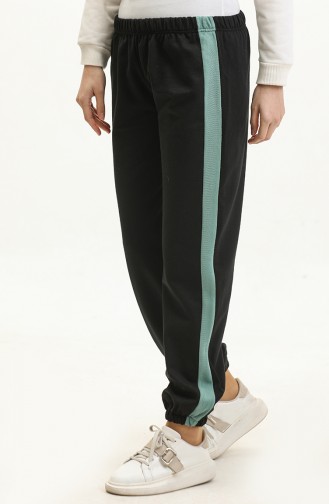 Pantalon De Jogging Taille Elastique 23098-01 Noir Vert 23098-01