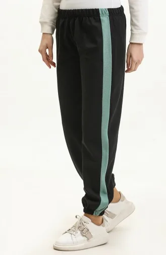 Jogginghose Mit Elastischem Bund 23098-01 Schwarz Grün 23098-01