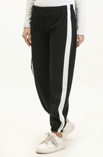 Joggingbroek Met Elastische Taille 23098-02 Zwart Ecru 23098-02