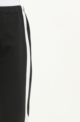 Joggingbroek Met Elastische Taille 23098-02 Zwart Ecru 23098-02