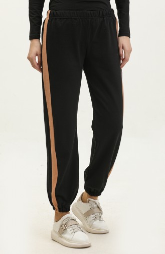 Elastic waist Sweatpants 23098-03 Black Beige 23098-03