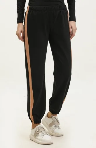 Jogginghose Mit Elastischem Bund 23098-03 Schwarz Beige 23098-03