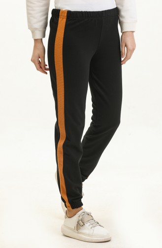 Elastic Waist Sweatpants 23098-04 Black Mustard 23098-04