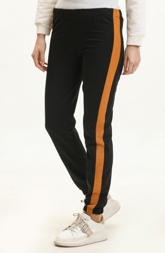 Elastic Waist Sweatpants 23098-04 Black Mustard 23098-04