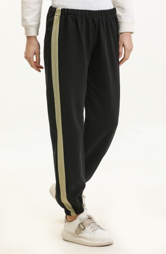 Elastic Waist Sweatpants 23098-07 Black Khaki 23098-07