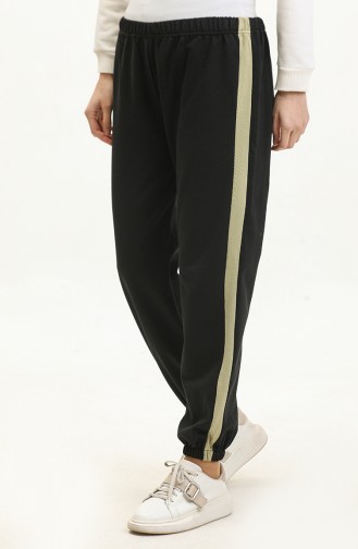 Elastic Waist Sweatpants 23098-07 Black Khaki 23098-07