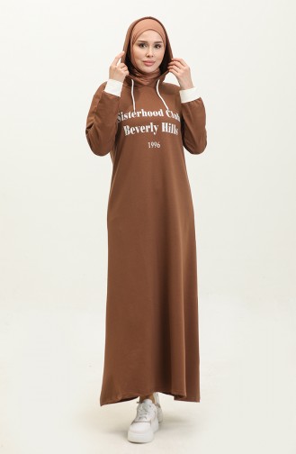 Hooded Dress 23108-02 Brown 23108-02