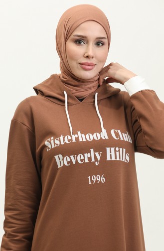 Hooded Dress 23108-02 Brown 23108-02