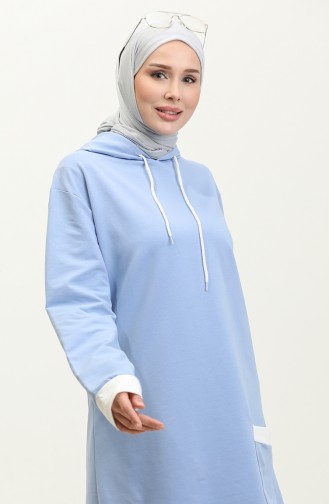 Kapüşonlu Sweatshirt 23069-05 Mavi