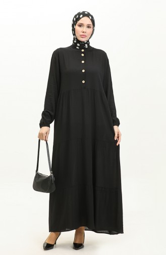 Viscose Long Sleeve Dress 0232-01 Black 0232-01