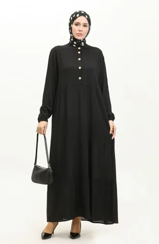 Viskose-Langarmkleid 0232-01 Schwarz 0232-01
