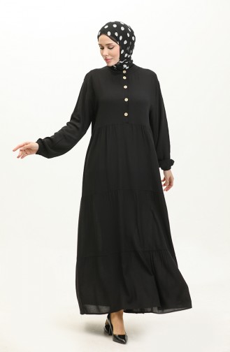 Viscose Long Sleeve Dress 0232-01 Black 0232-01