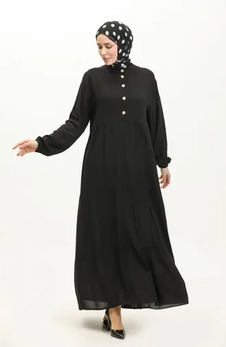 Viskose-Langarmkleid 0232-01 Schwarz 0232-01
