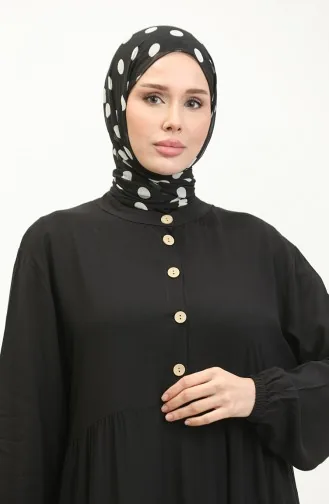 Viskose-Langarmkleid 0232-01 Schwarz 0232-01
