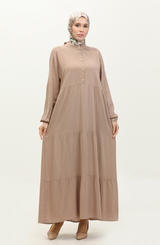 Viscose Long Sleeve Dress 0232-03 Beige 0232-03