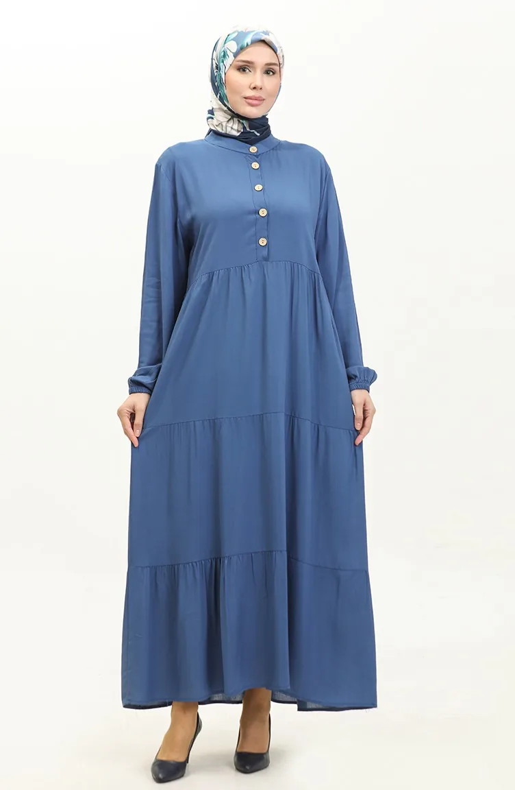 Viskose-Langarmkleid 0232-04 Indigo 0232-04