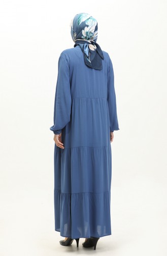 Viscose Long Sleeve Dress 0232-04 İndigo 0232-04