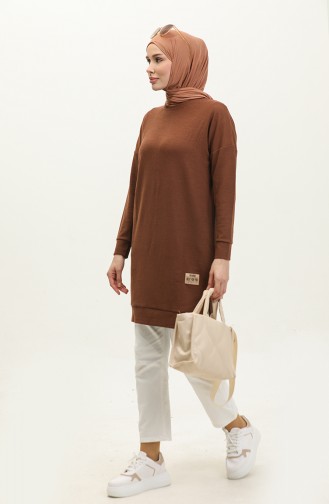Camisole Slit Detailed Tunic 20001-08 Brown 20001-08