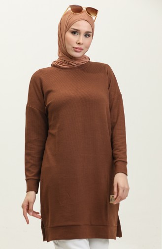 Tunique Détail Fendue à Camisole 20001-08 Marron 20001-08