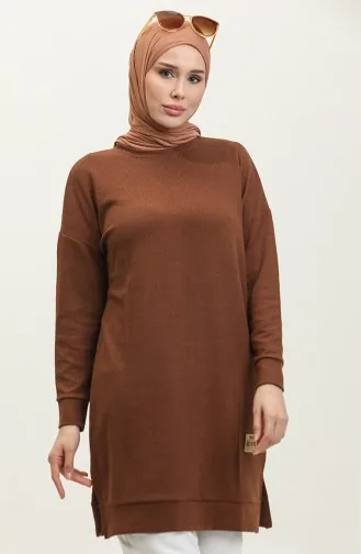 Tunique Détail Fendue à Camisole 20001-08 Marron 20001-08