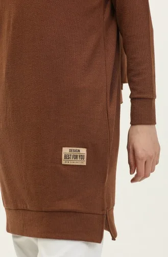 Tunique Détail Fendue à Camisole 20001-08 Marron 20001-08