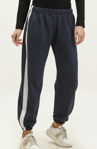 Elastic waist Sweatpants 23098-08 Navy Blue Ecru 23098-08