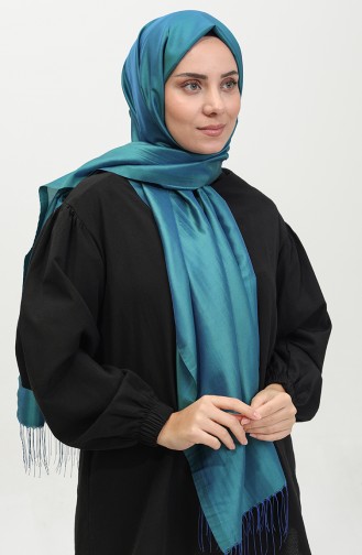 Tassel Taffeta Shawl 1268-01 Green Blue 1268-01